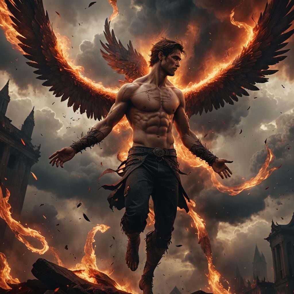 Fallen Angel in Dark Fantasy Art Style