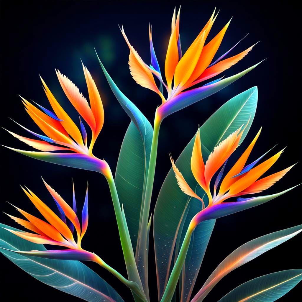 Exotic Fractal Bird of Paradise Flower: Minimalist
