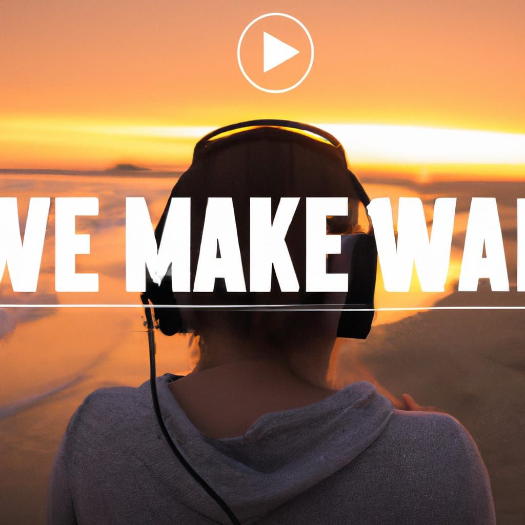 Woman in Sunset with Headphones, Inspired by Digital Art