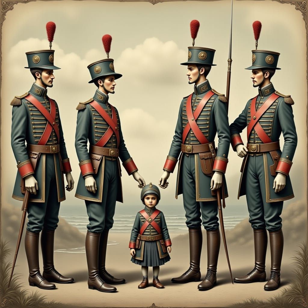 Surreal Vintage French Soldiers in Dieselpunk Style