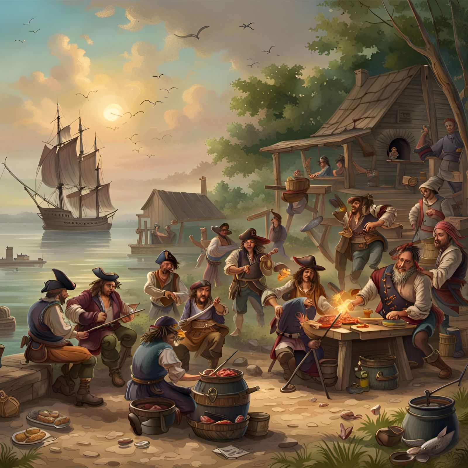 Pirates Barbecue and Fishing on Lakeshore