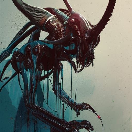 Xenomorph Blueprint Drawing in Supernatural Style