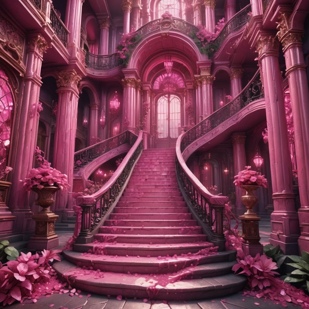 Pink Sapphire Staircase: Detailed Matte Painting