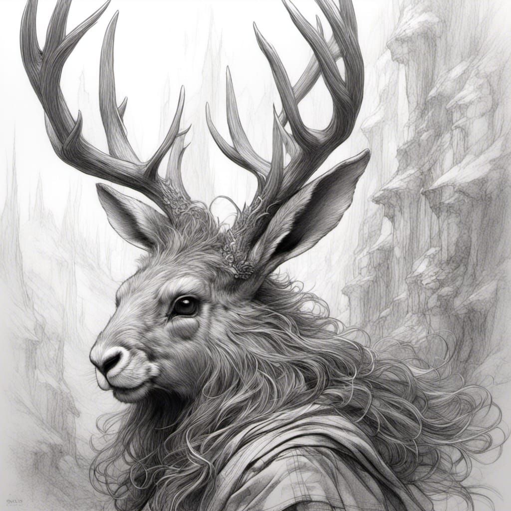 Line Art Jackalope Illustration