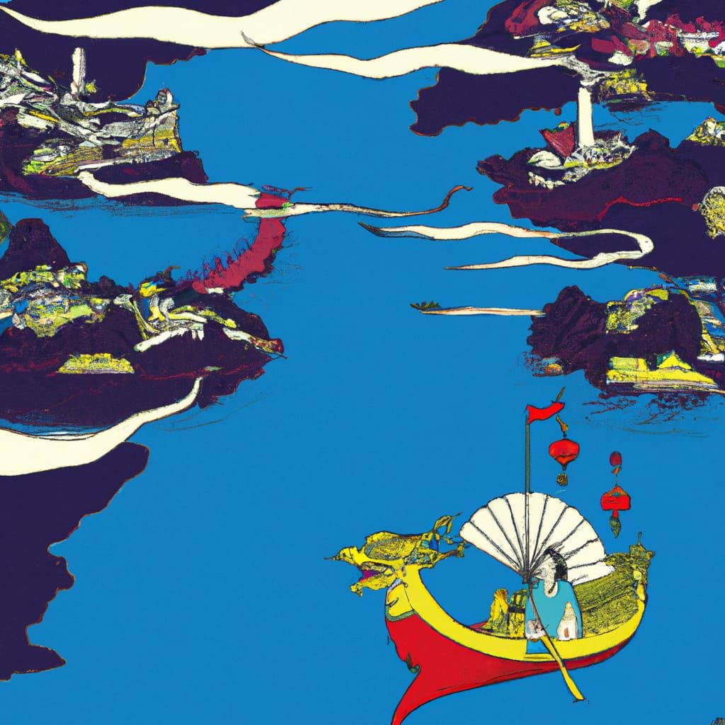 Belgium Map in Ukiyo-e Art Nouveau Style