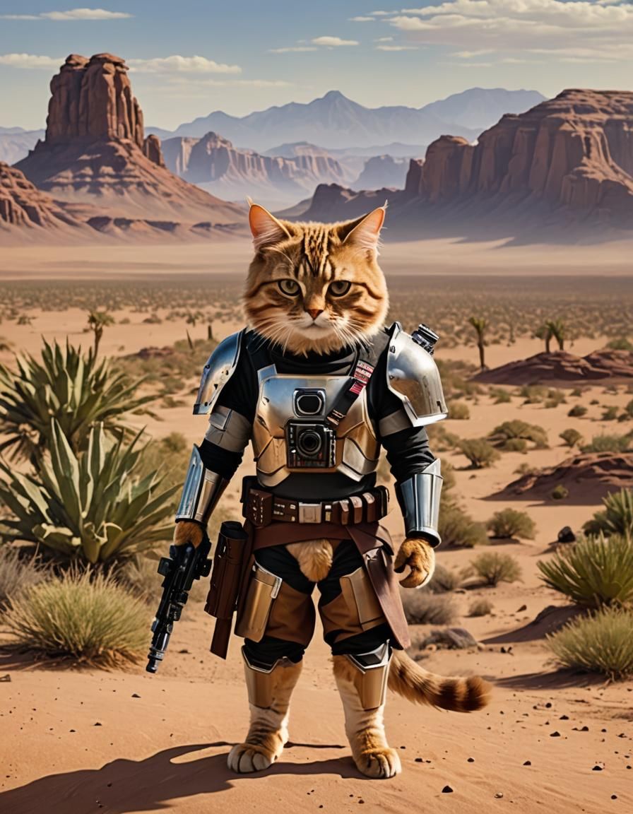 Star Wars Bounty Hunter Cat in Desert