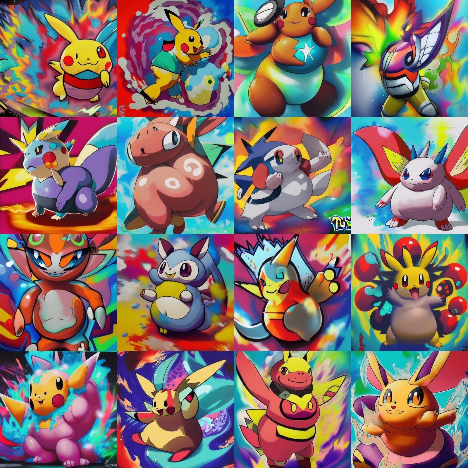 Pokemon Belly Inflation in Graffiti Art Style