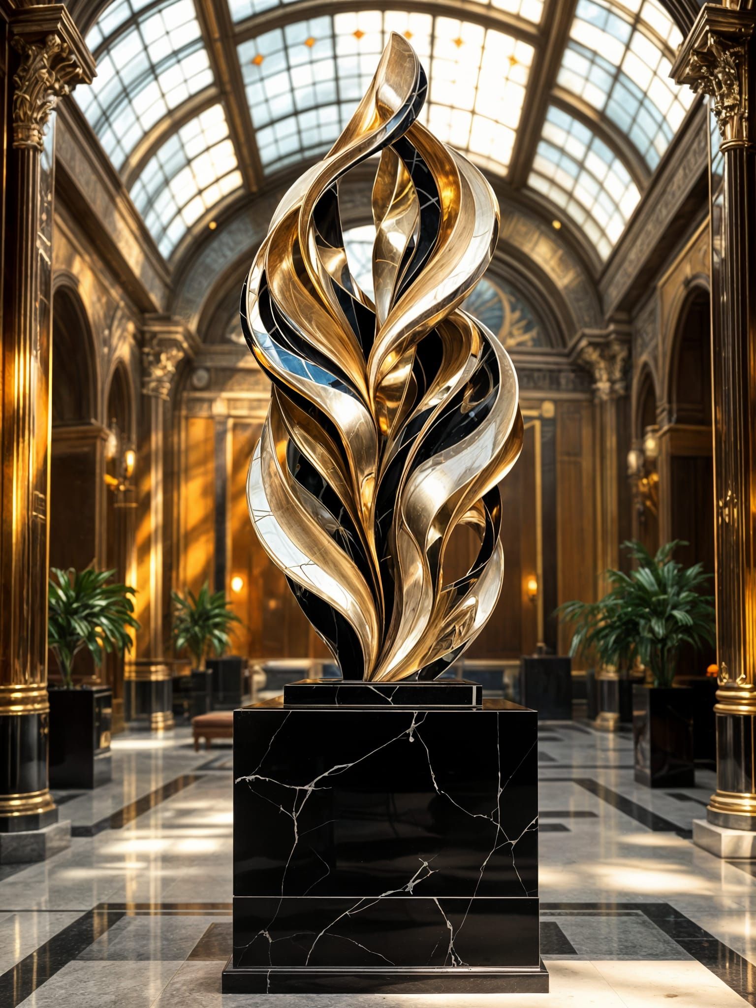 Hyperdetailed Art Deco Sculpture in Museum