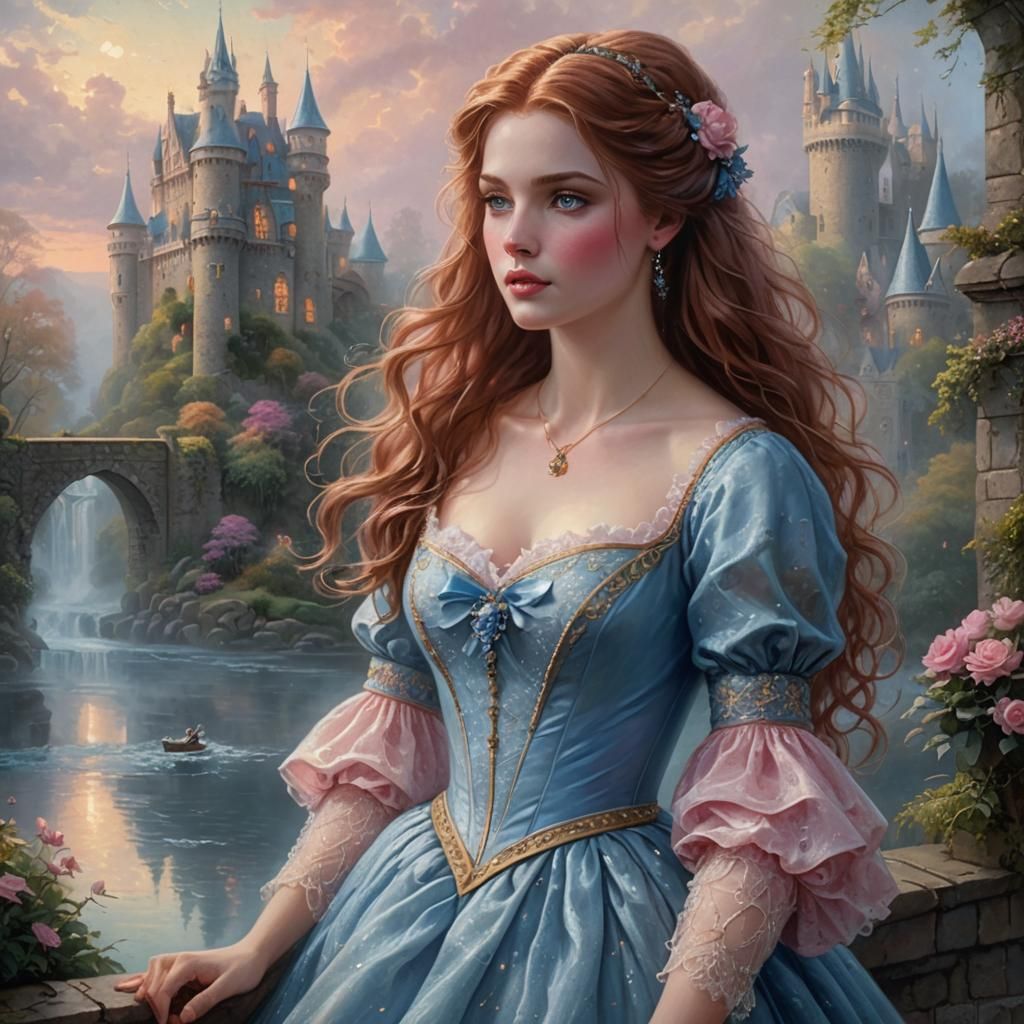 Regency Girl in Ethereal Fantasy Castle