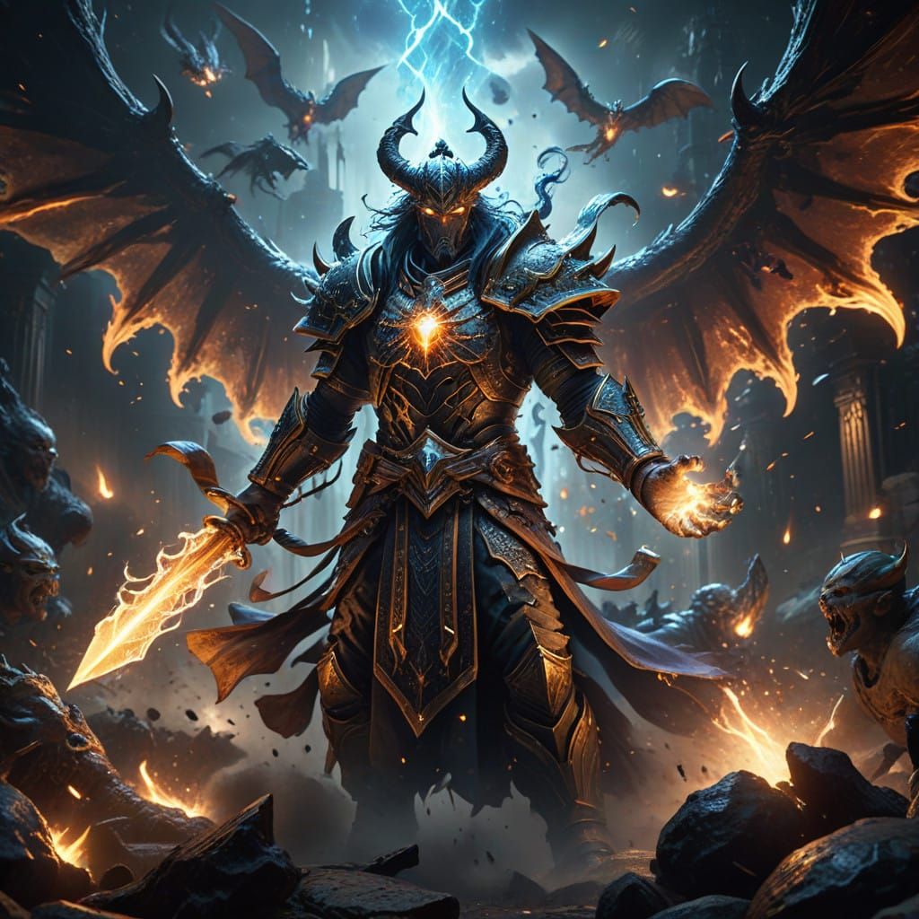 Holy Warrior Battles Dark Forces in Vibrant, High-Contrast A...