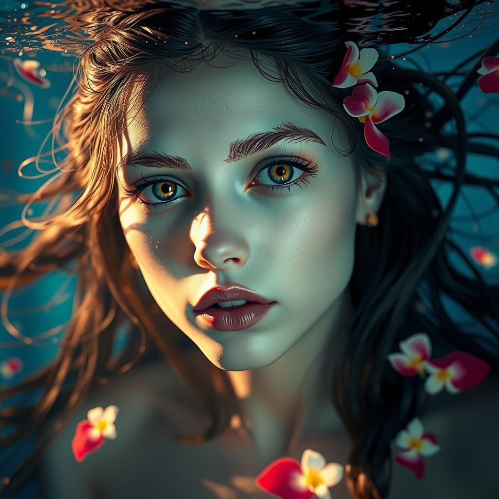 Ocean Aphrodite: Ethereal Portrait in Art Nouveau Style