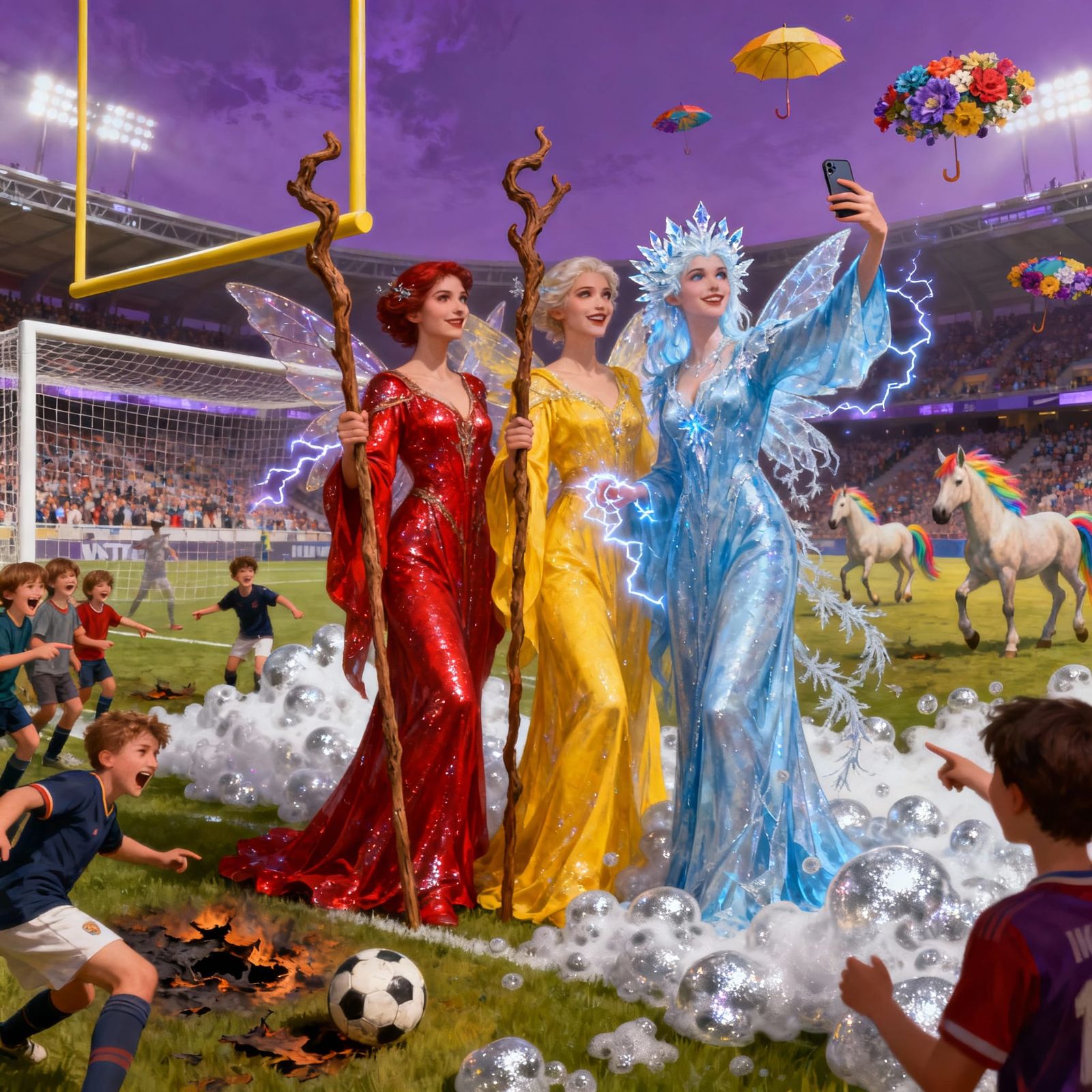 Magical Fairies in Football Stadium Chaos