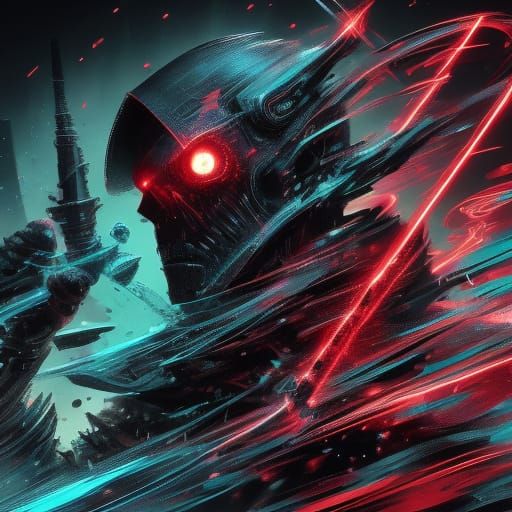 Futuristic Red Arrow Button Pressed With Glowing Effect