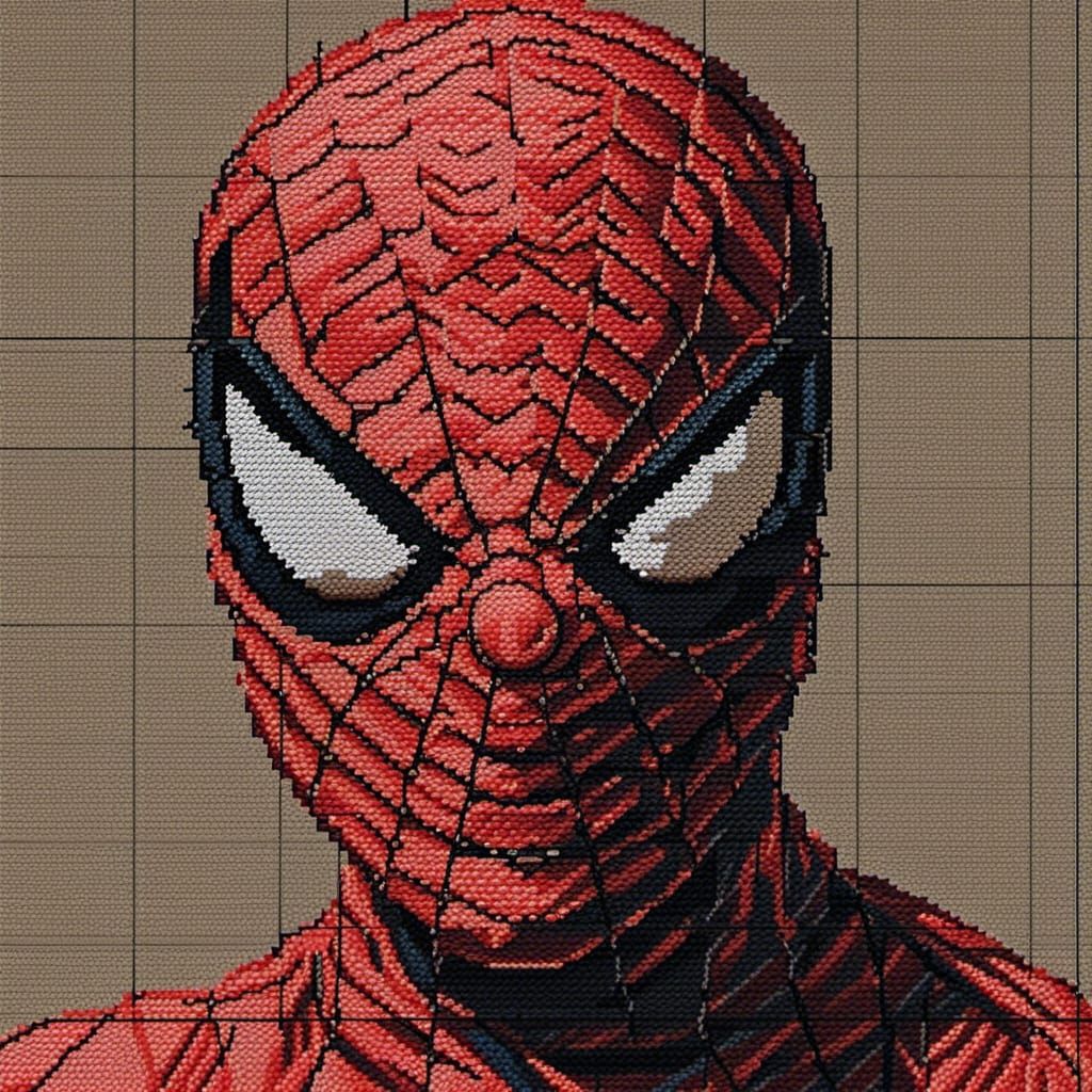 Spiderman Yarn Art: Cross-Stitch Headshot