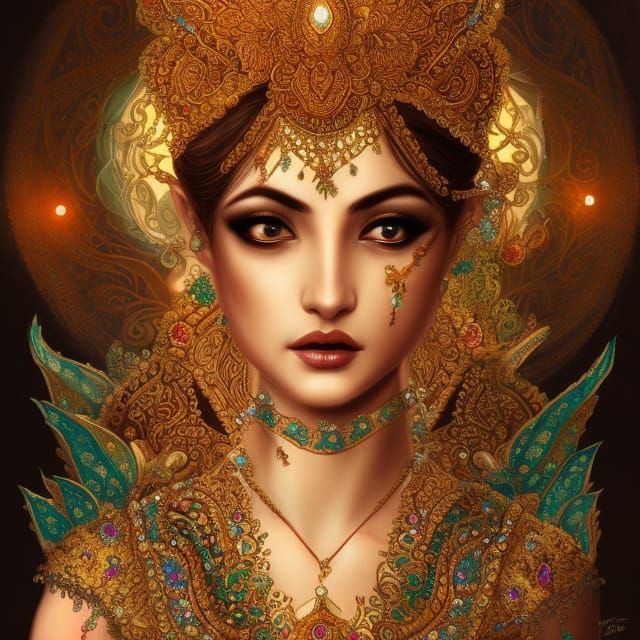 Ethereal Lotus Goddess with Intricate Jewelry