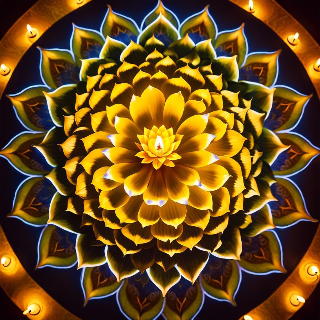 Psychedelic Lotus Flower Meditator in Art Nouveau Style