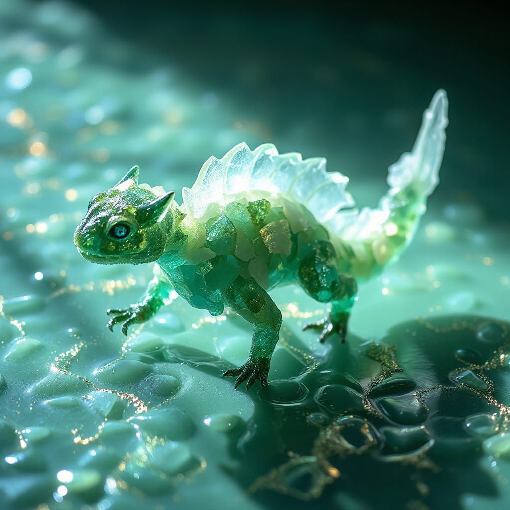 Mythical Sea Glass Creature in Luminous Ocean Dreamscape