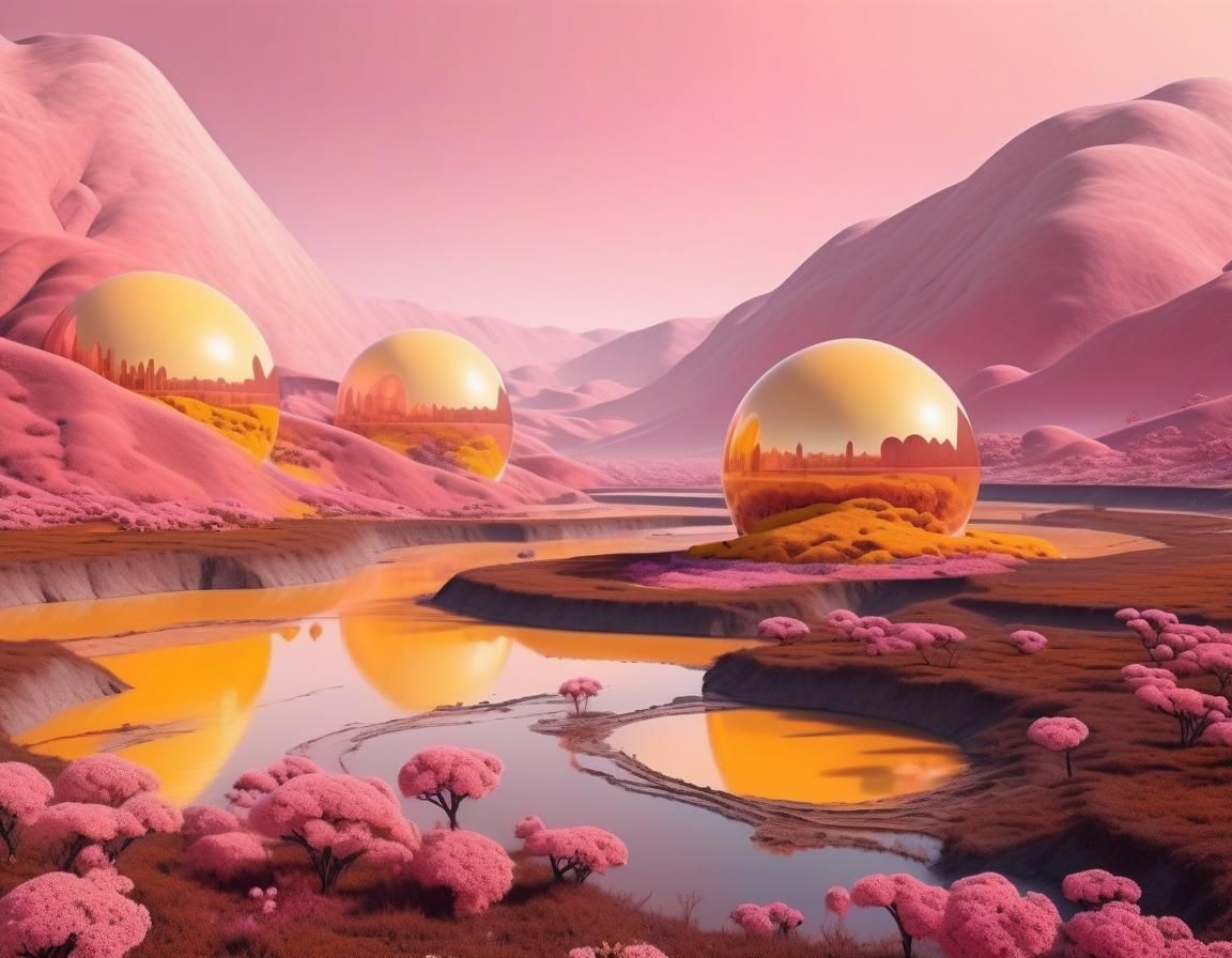 Fantastical Alien Planet in Retrofuturistic Style