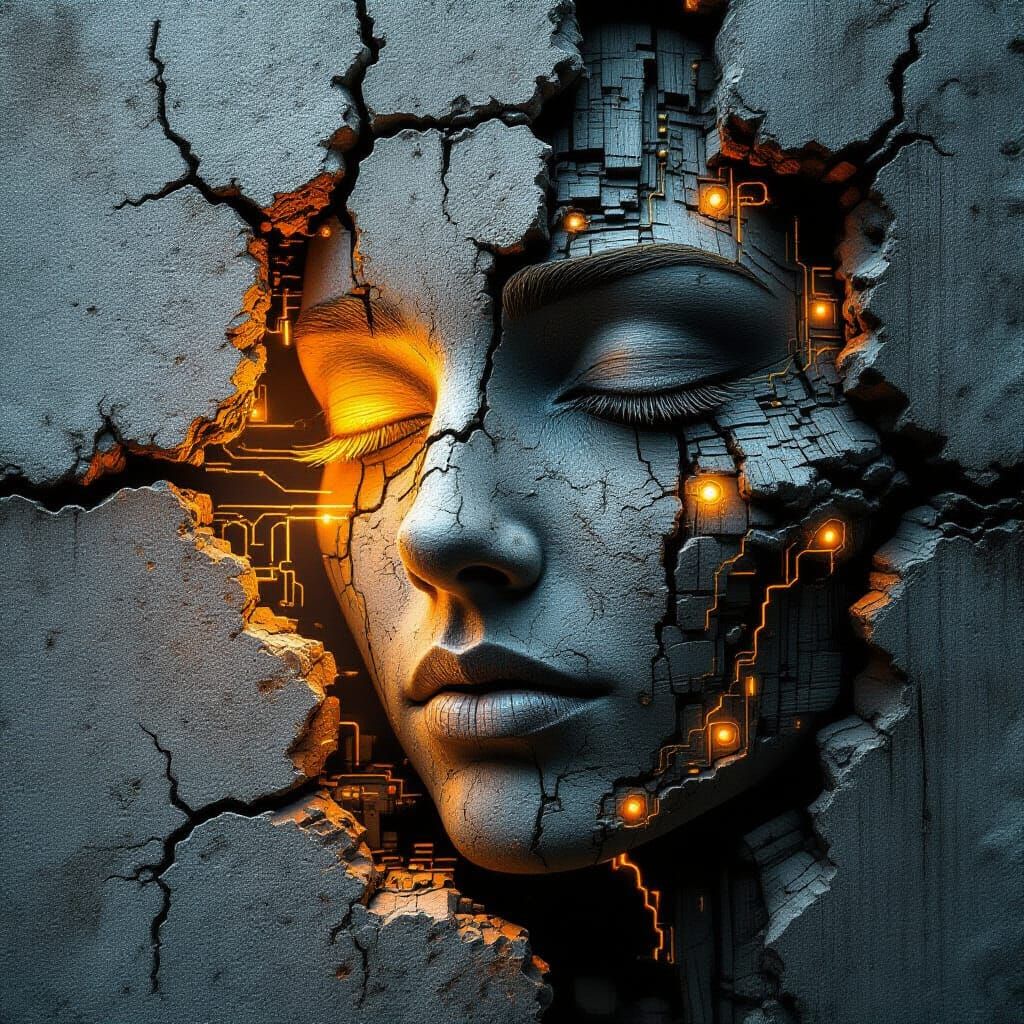 Mystical Textures: Concrete to Circuitry in Surreal Style