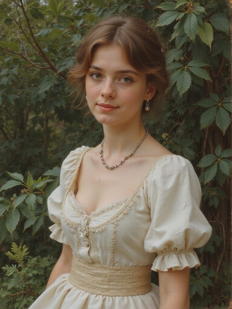 Elegant Victorian Lady in a Garden of Beauty