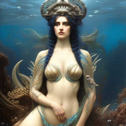 Water Goddess in the Deep Ocean: Hyperrealistic Art