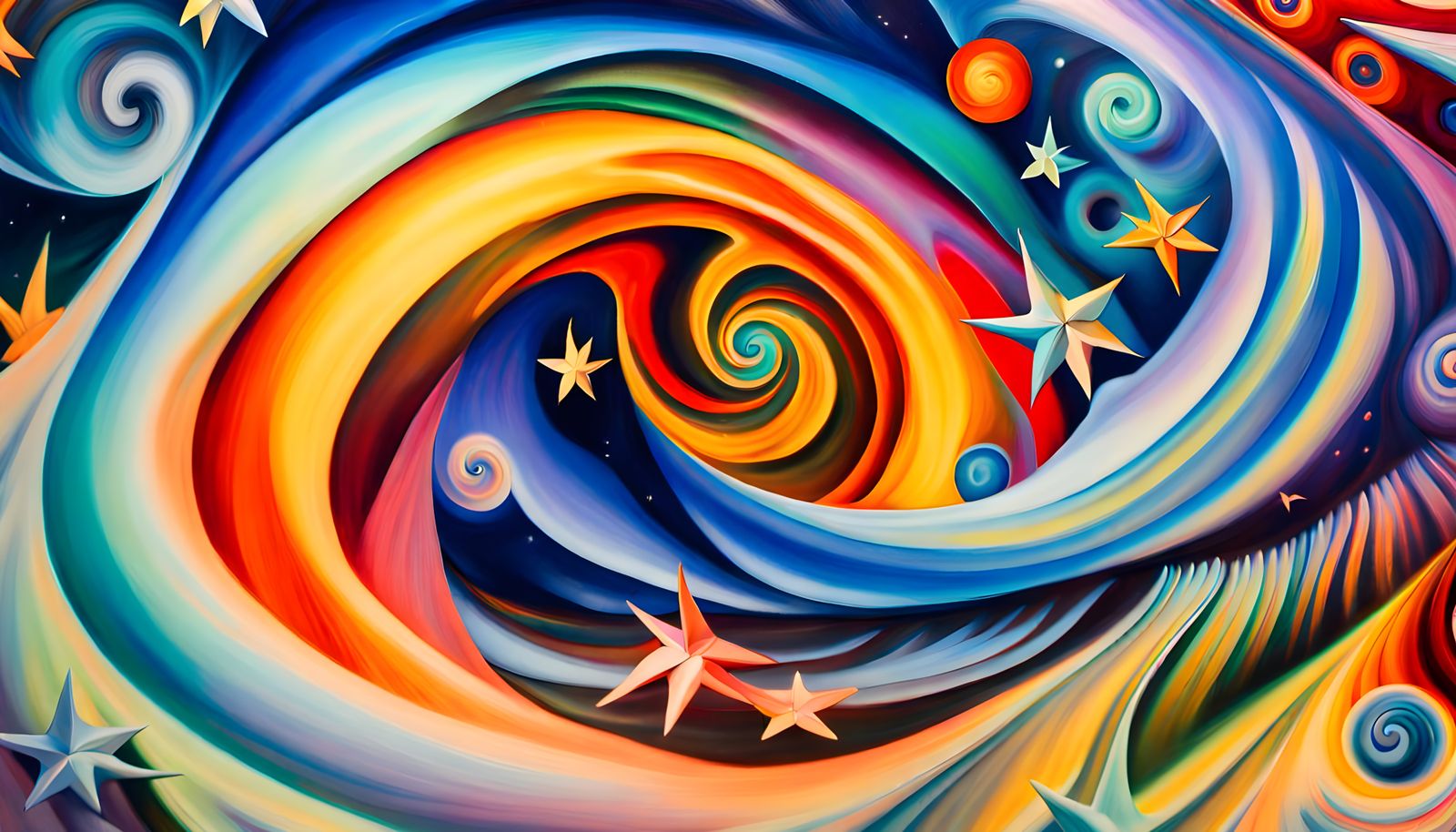 Iridescent Stars Emerge from Magnetic Energy, Abstract Oil