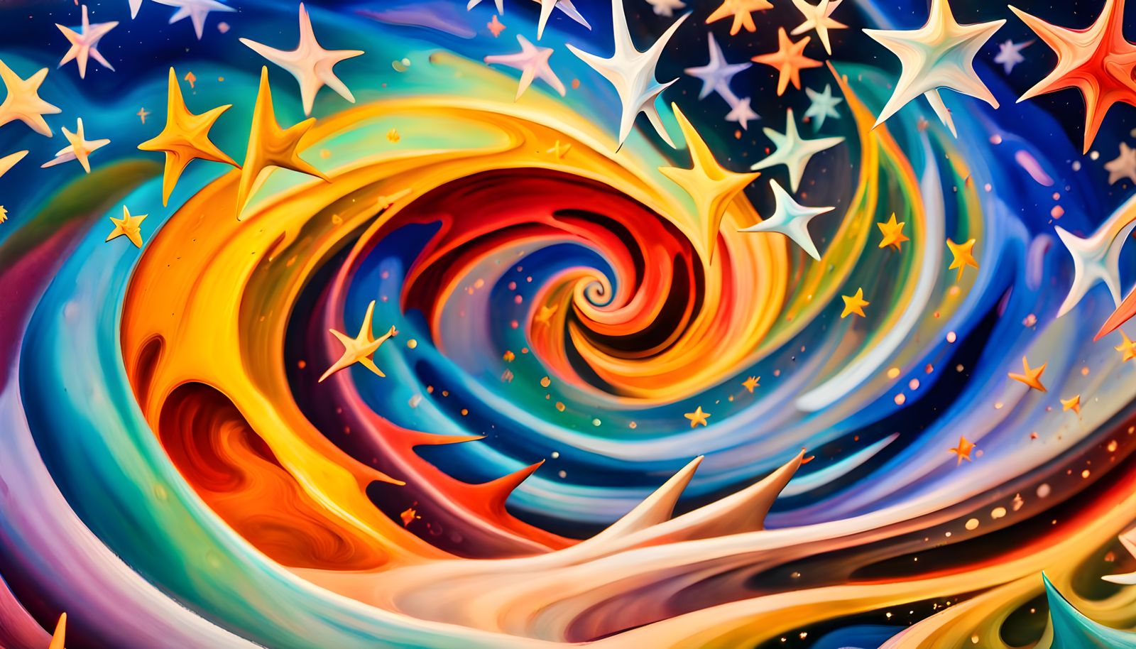 Iridescent Star Cluster Formation in Abstract Style