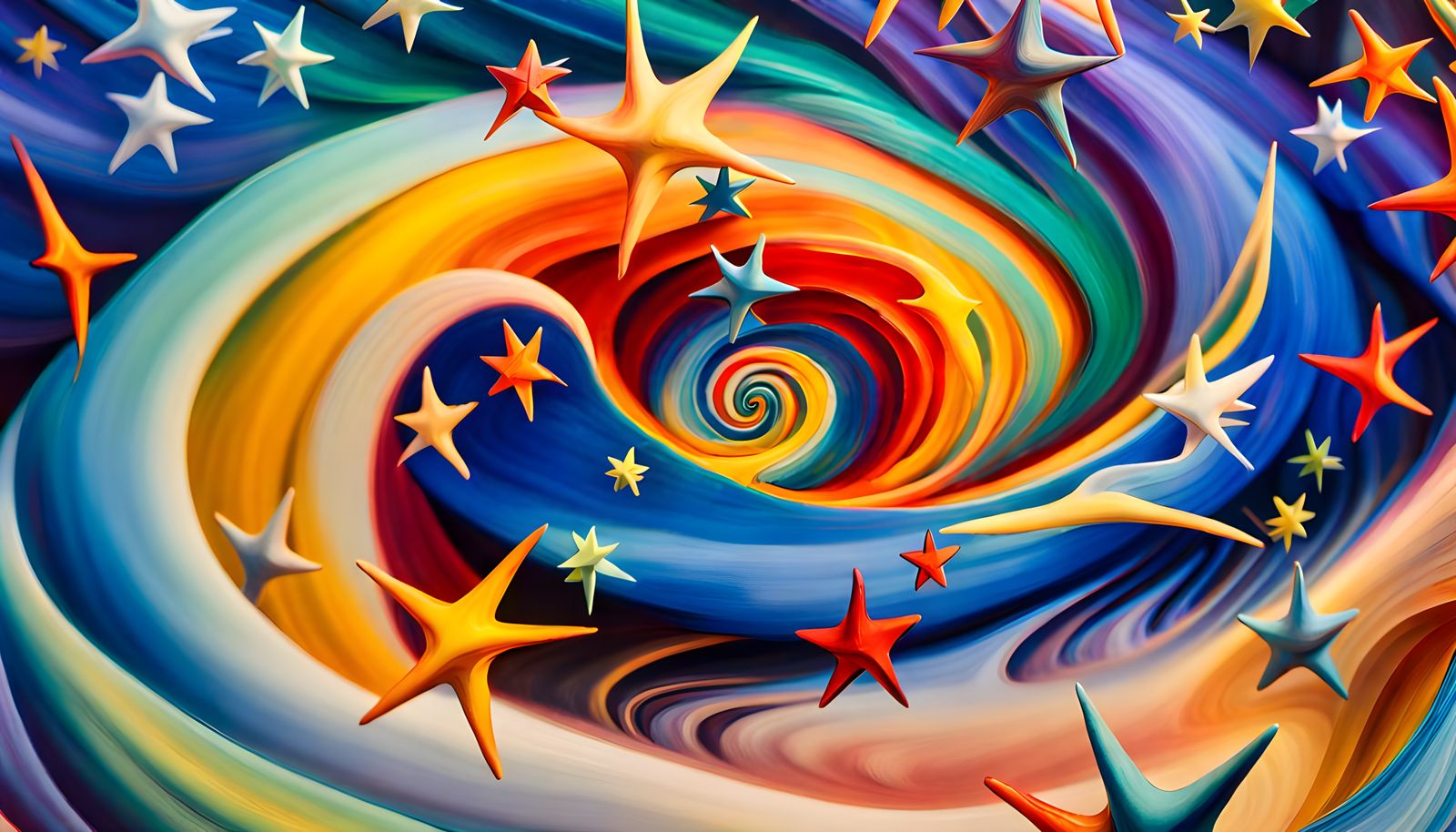 Iridescent Stars Form in a Swirling Vortex