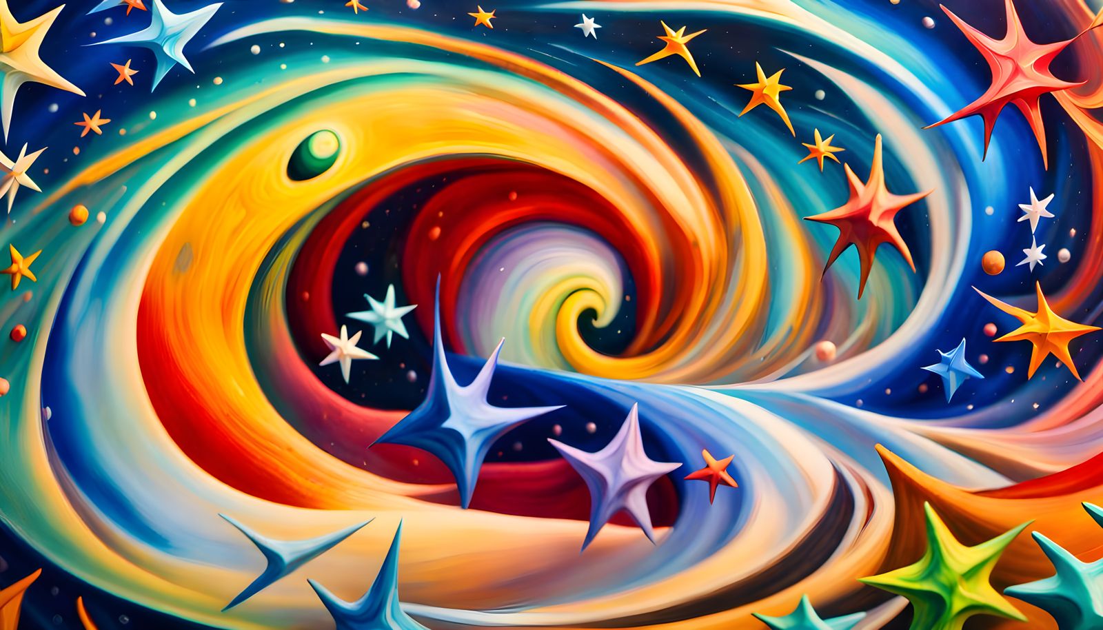 Iridescent Stars in Abstract Expressionist Magnetic Vortex