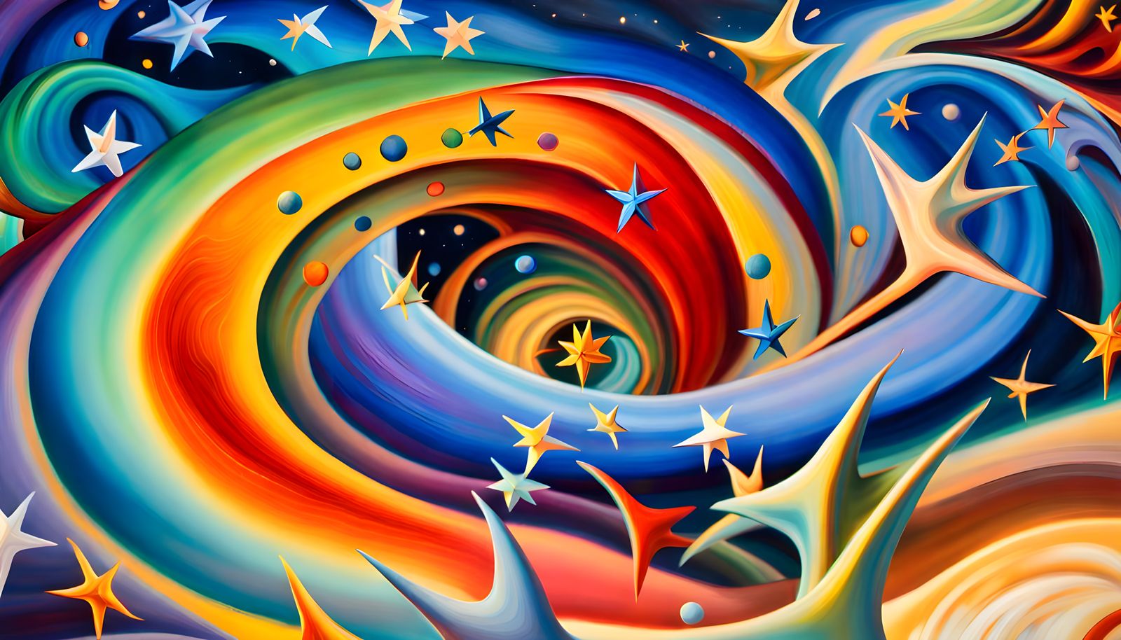 Iridescent Star Cluster in Abstract Expressionist Style