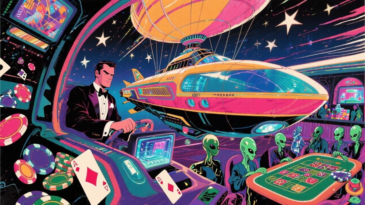 Jack of Diamonds Gambles in Cosmic Casino Airship