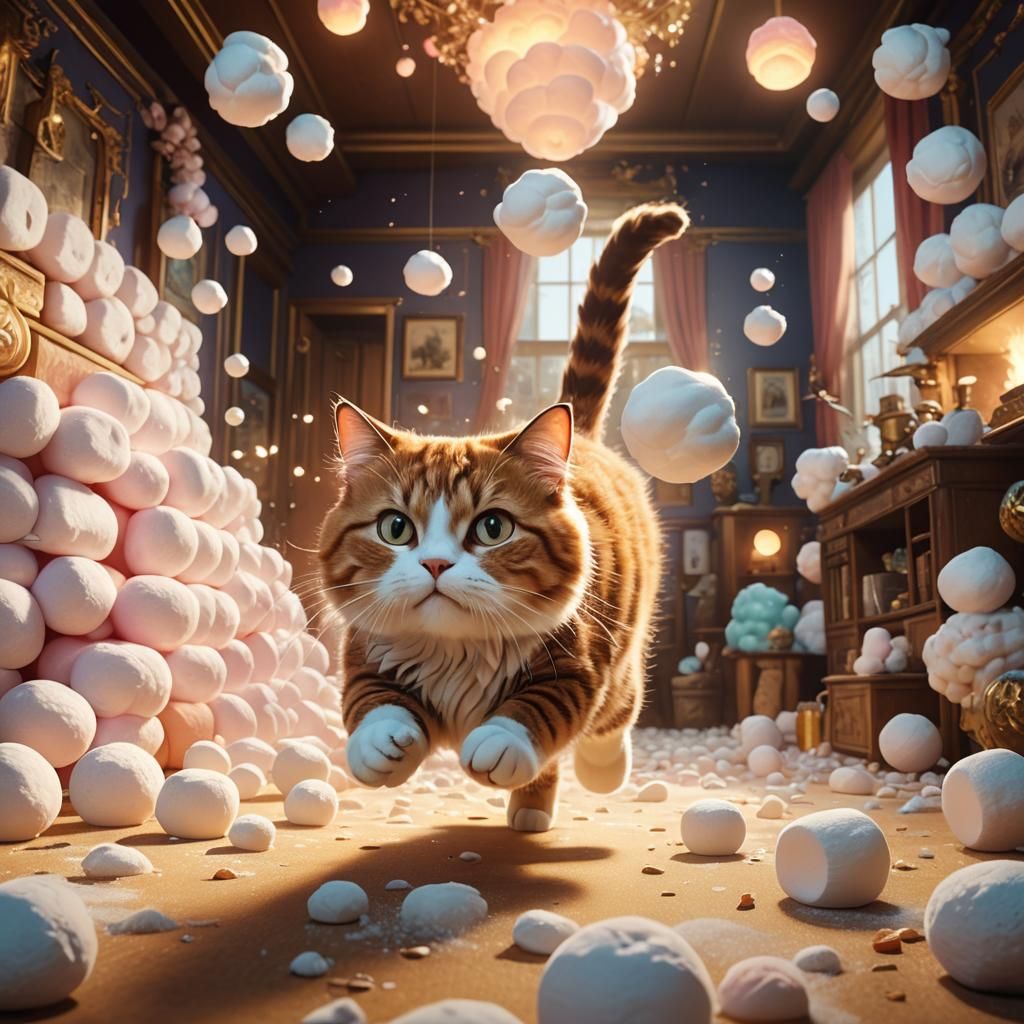 Cat's Dream: Chasing a Giant Marshmallow