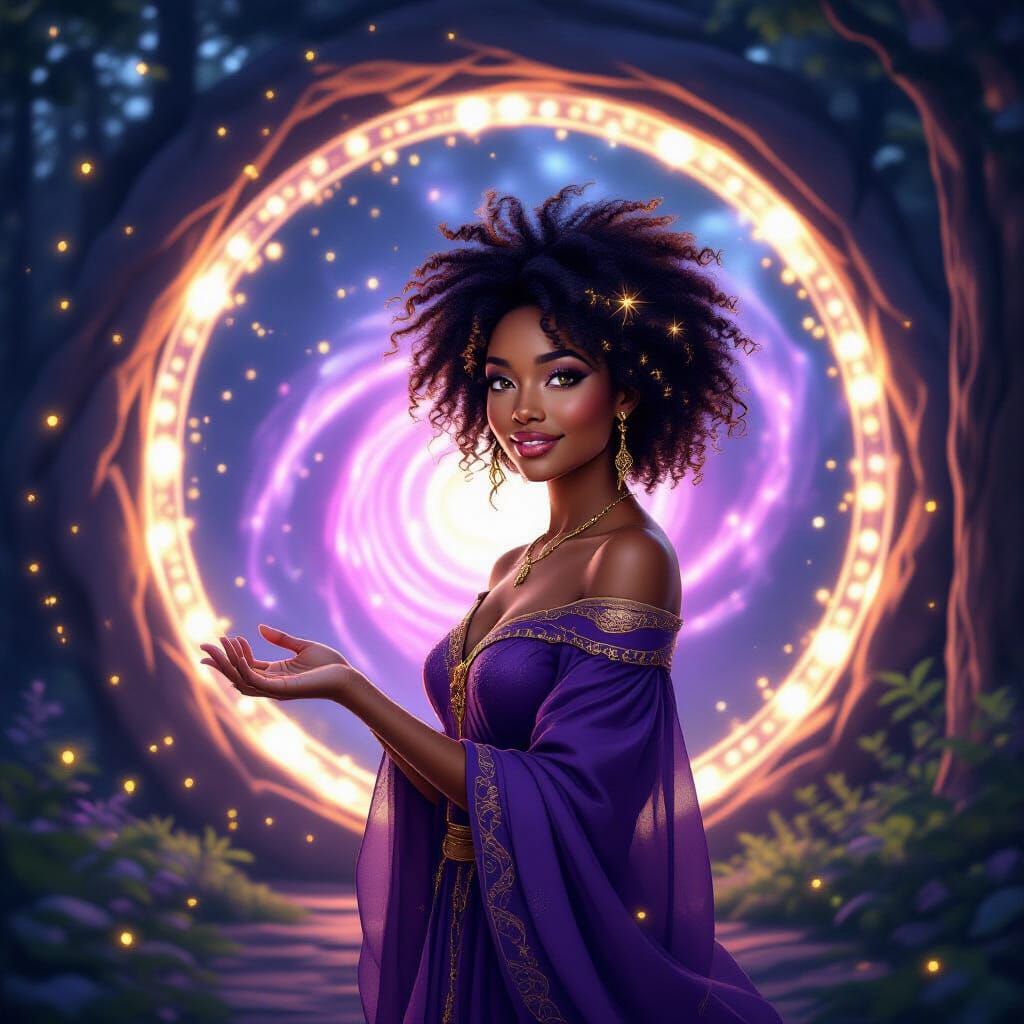 Cosmic Portal Keeper in Ethereal Painterly Style