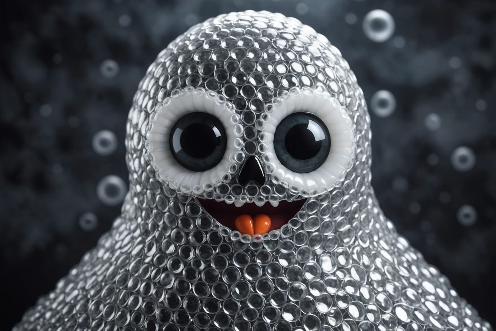 Bubble Wrap Ghost with Demonic Eyes