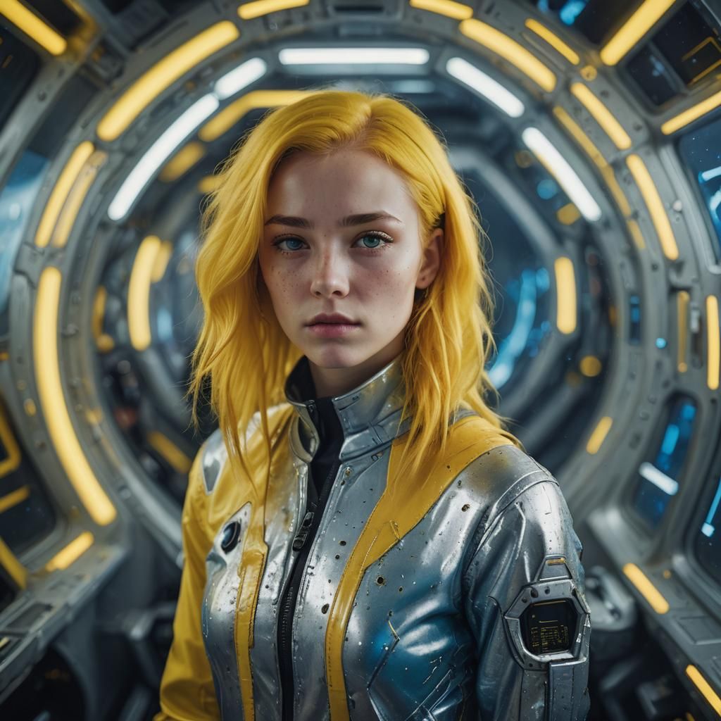 Futuristic Portrait of Ukrainian Woman in Sci-Fi Bedroom