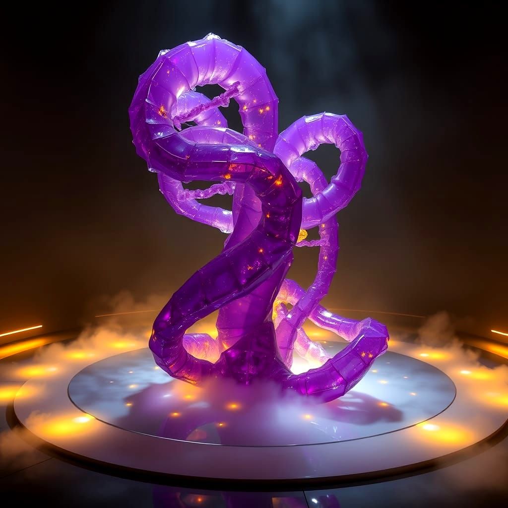 Lumen Serpentis
“The Serpent of Light”
Translucent resin, internal LED matrix, steel armature