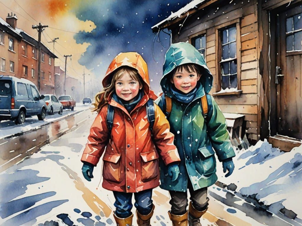 Children Find Shelter from Winter Storm