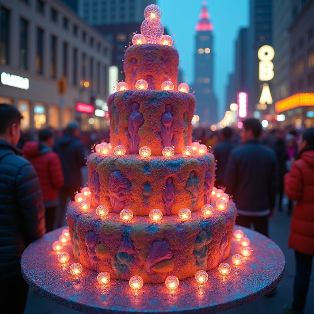 Kimberly Gets a Big Psychedelic Cake For Finishing the Minneapolis Marathon on Her Birthday II