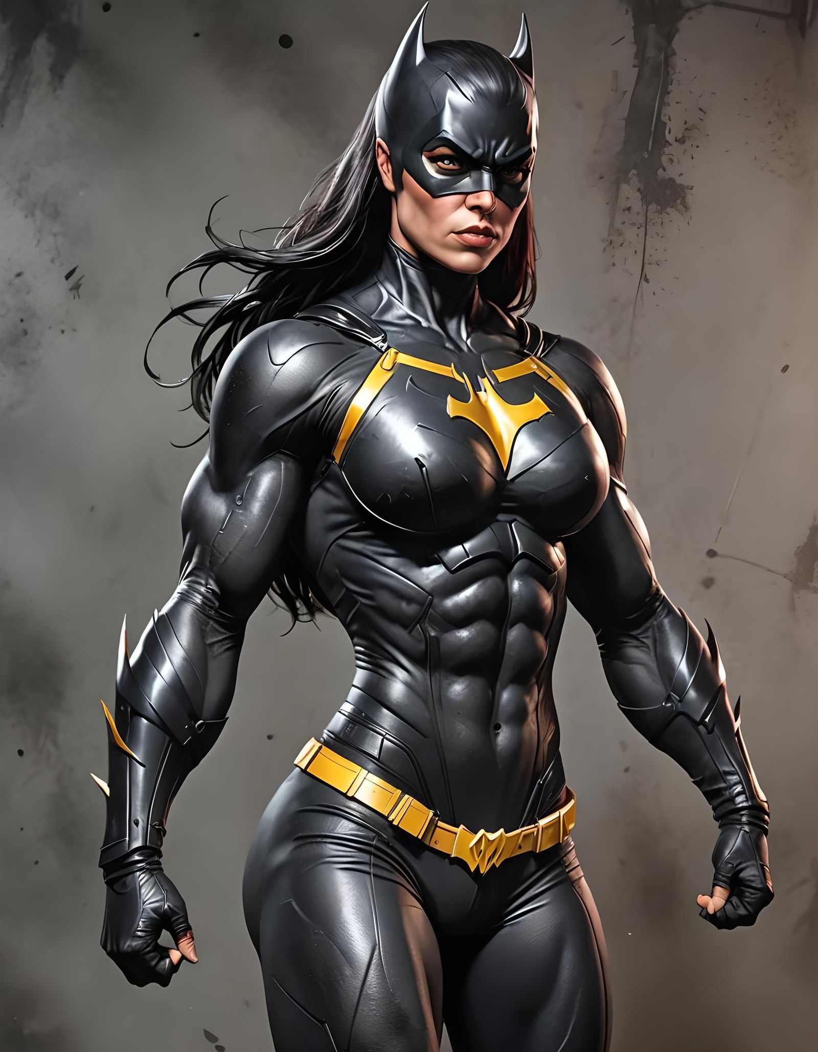 Muscular Batgirl: Hyperrealistic Airbrush Art