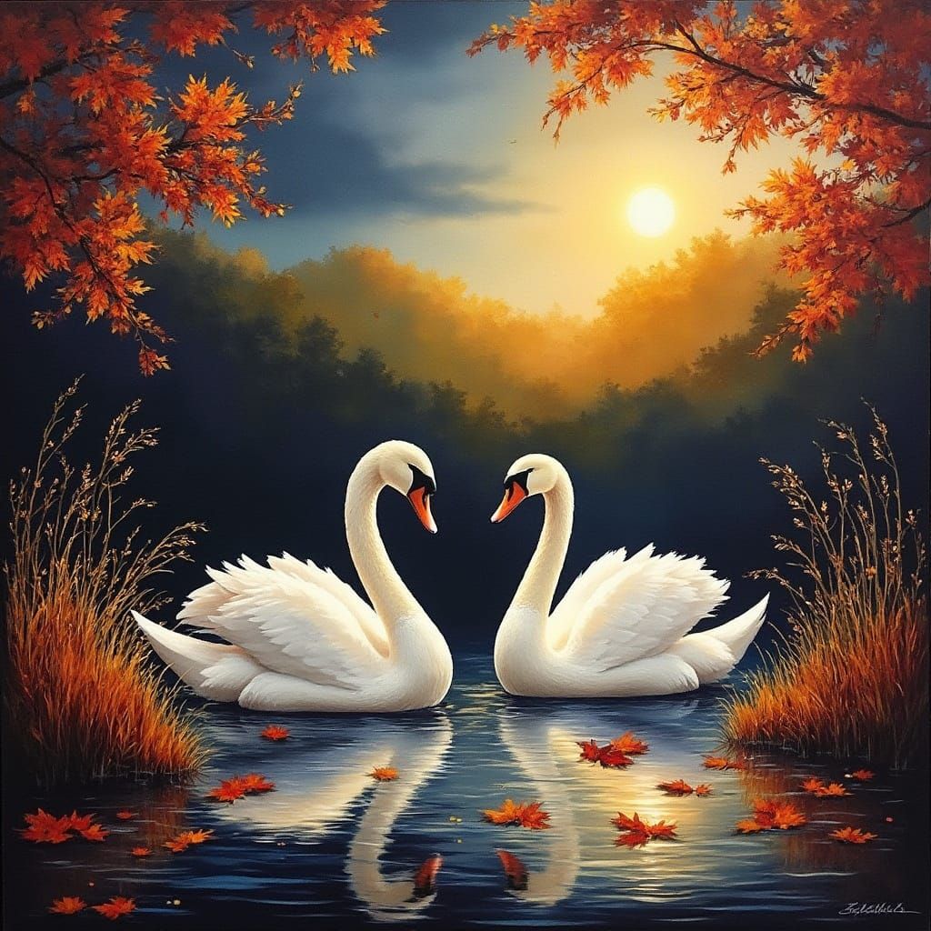 Autumn Swans in a Majestic Australian Landscape