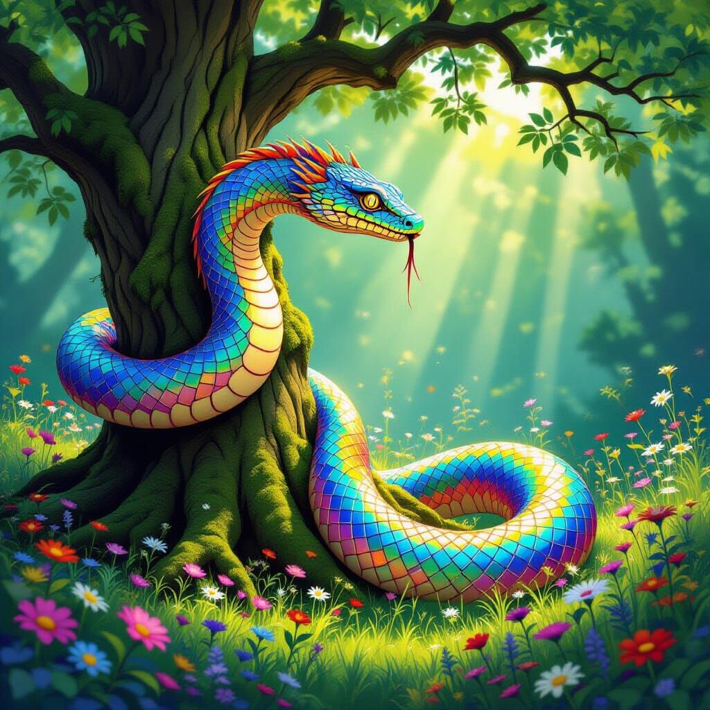 Rainbow Serpent in Hidden Grove: Art Nouveau Psychedelia