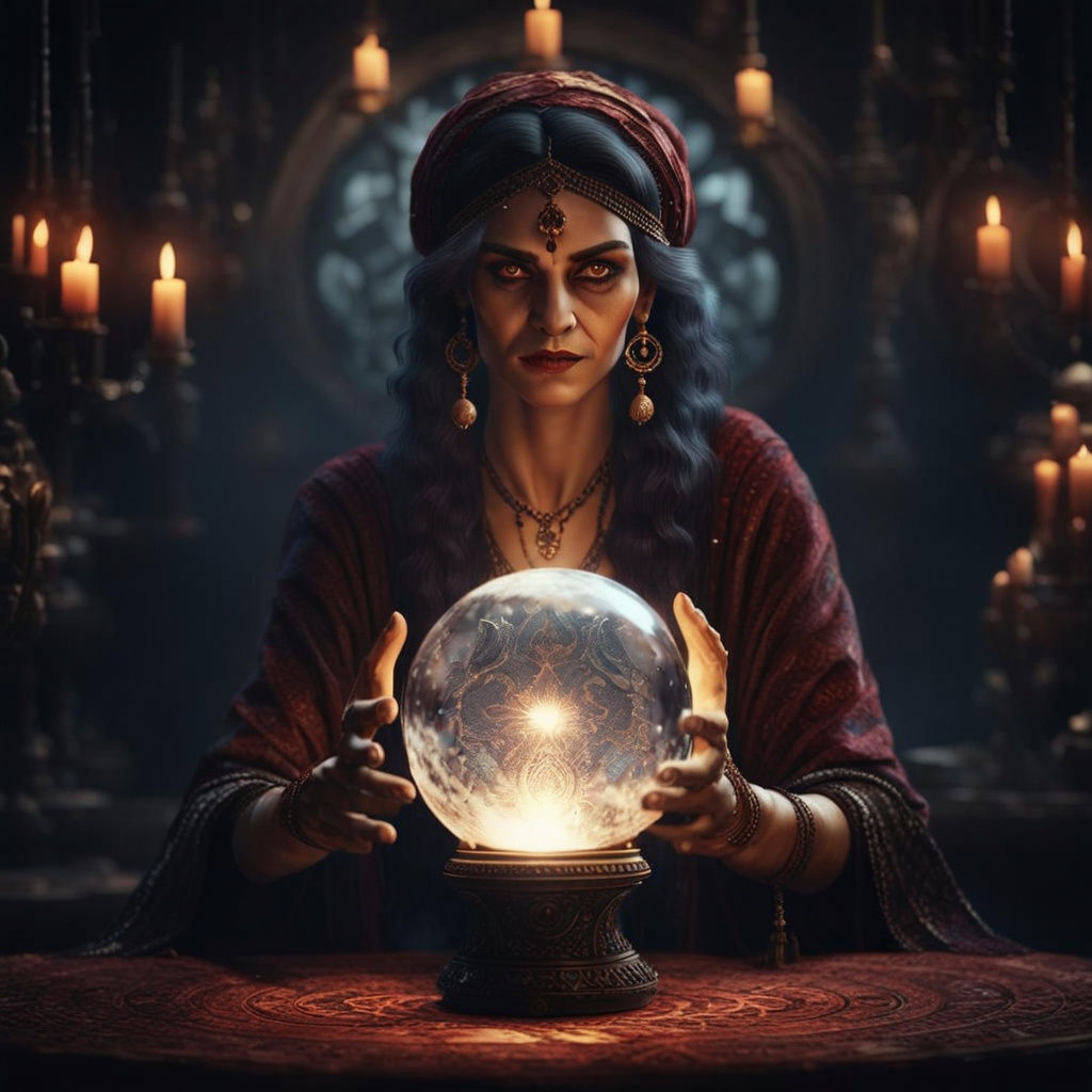 Ethereal Gypsy Seer in Dark Fantasy Aesthetic