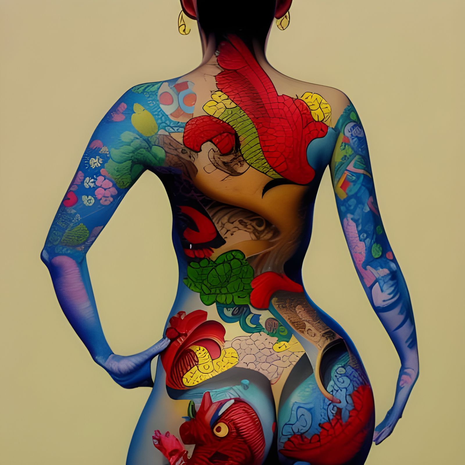 Dragon Tattooed Woman: Hewlett-esque Digital Oil Painting