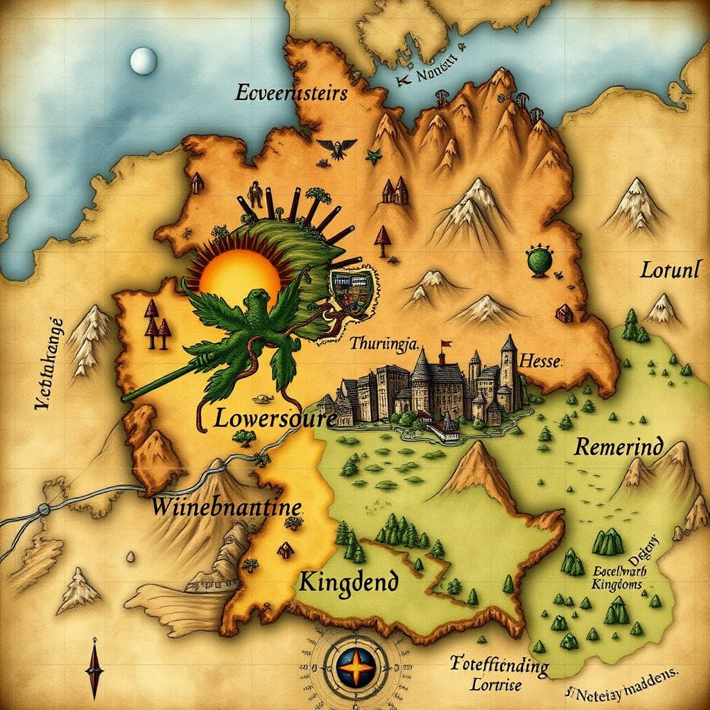 Fantasy Map Inspired by Germany in Medieval Style