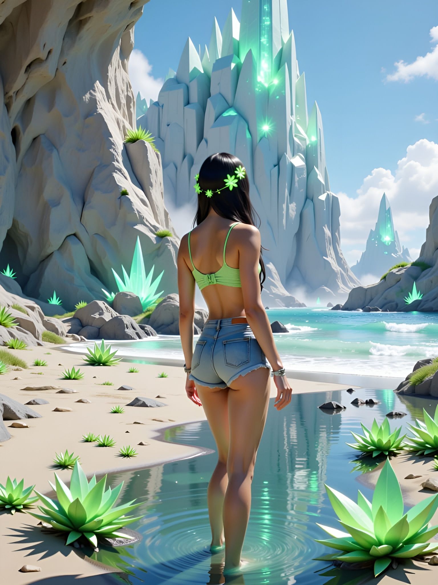 Crystal Cave Beach City with Bioluminescent Glow