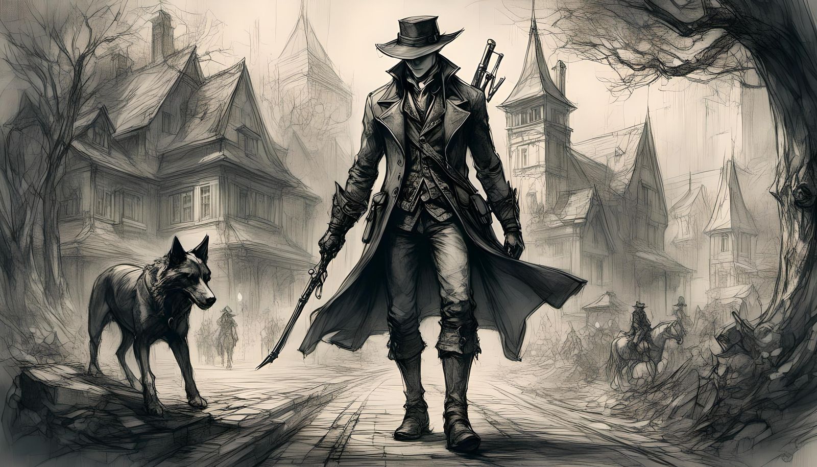 Bloodborne Hunter: Anime Style Character Portrait