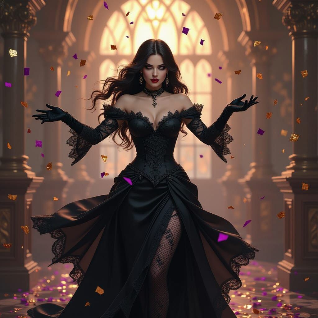 Gothic Vampire Dances at Moody New Year's Party