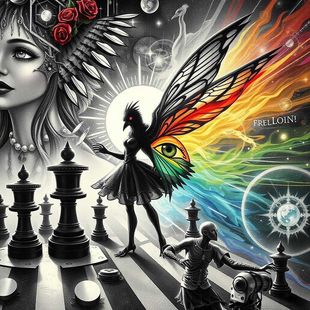 Goth Punk Faith Portrait in Photogram Style