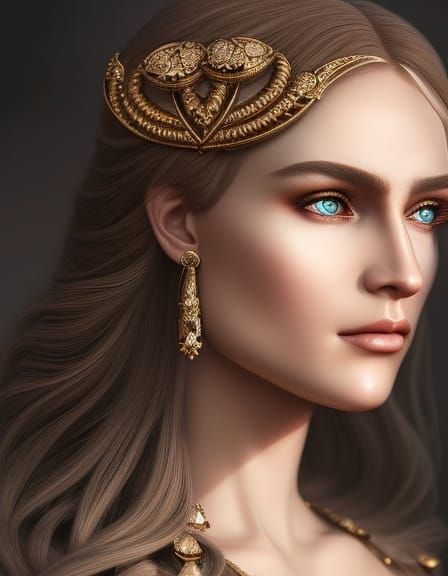 Ethereal Norse Goddess Portrait in Watercolor Style