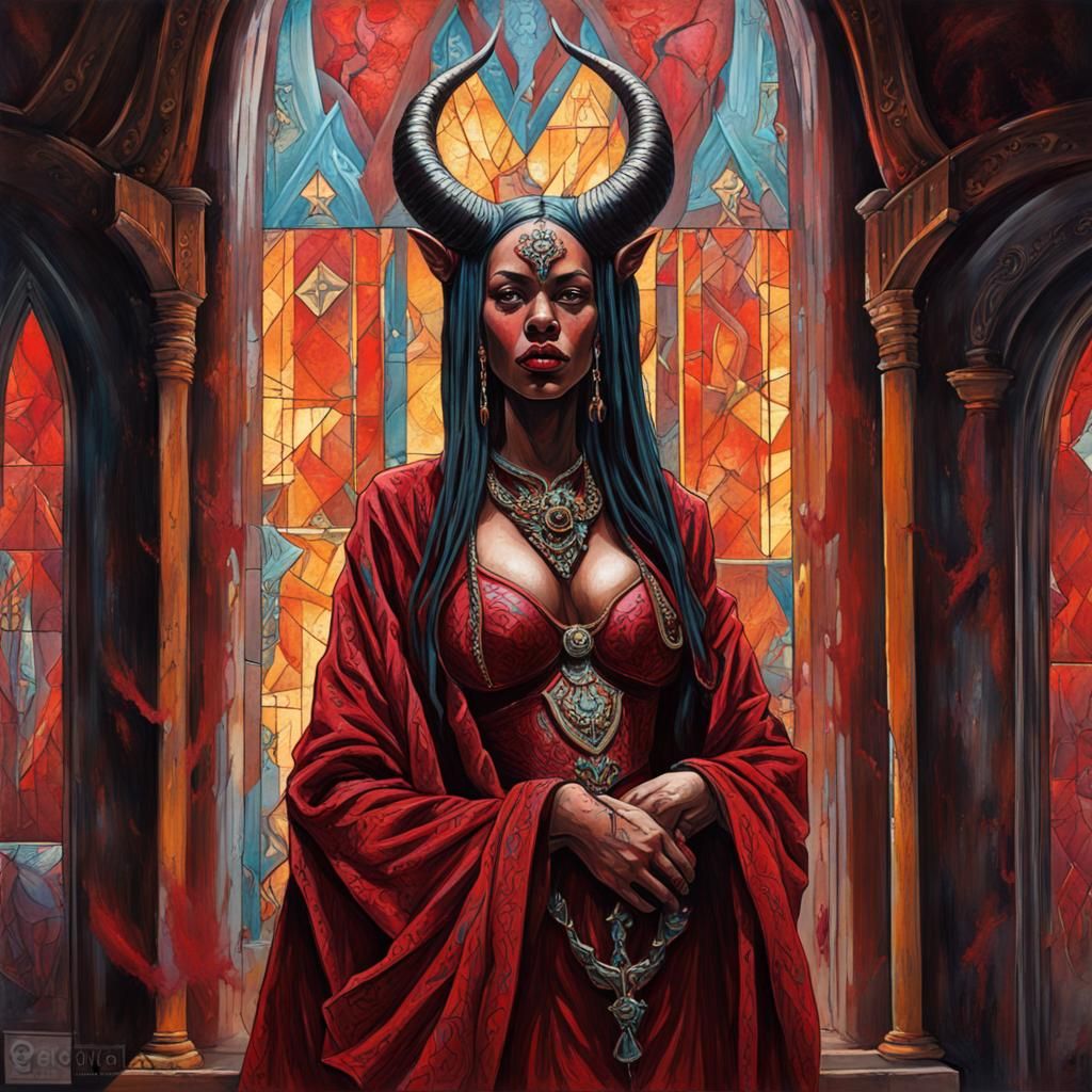 Hellborn Priestess in Graffiti Art Style